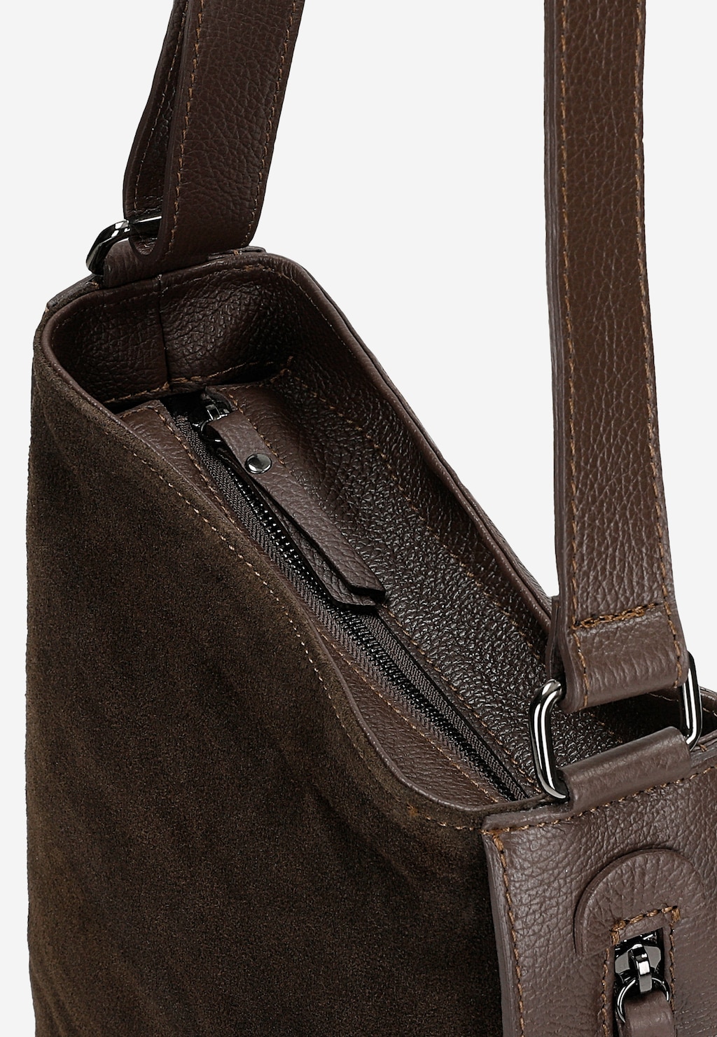 Ciemnobrązowa torebka damska z łączonych skór 80067-72 Widok 6