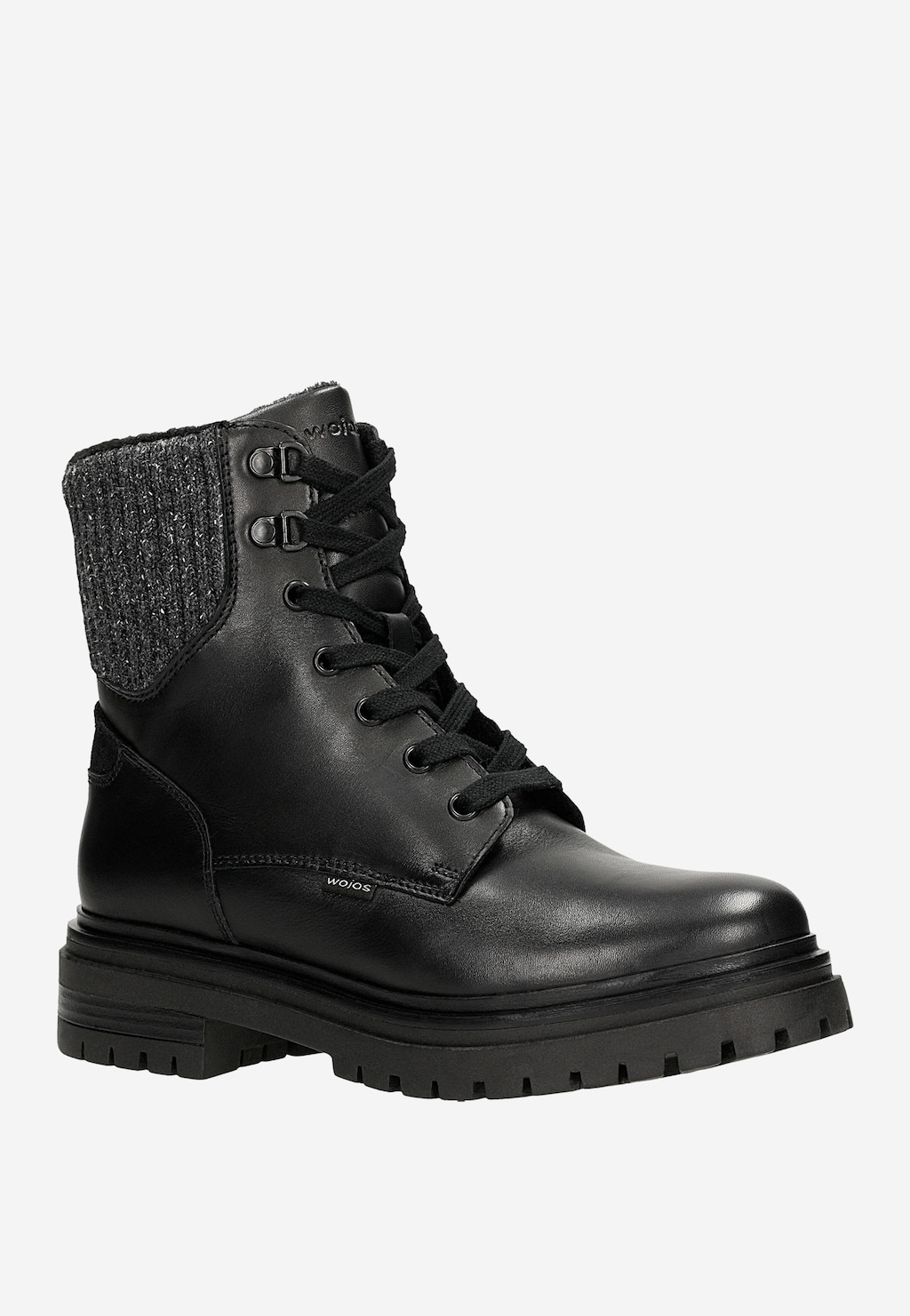 Czarne trzewiki damskie ze skarpetą 64149-81 Widok 2