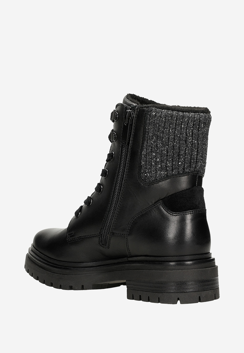 Czarne trzewiki damskie ze skarpetą 64149-81 Widok 3