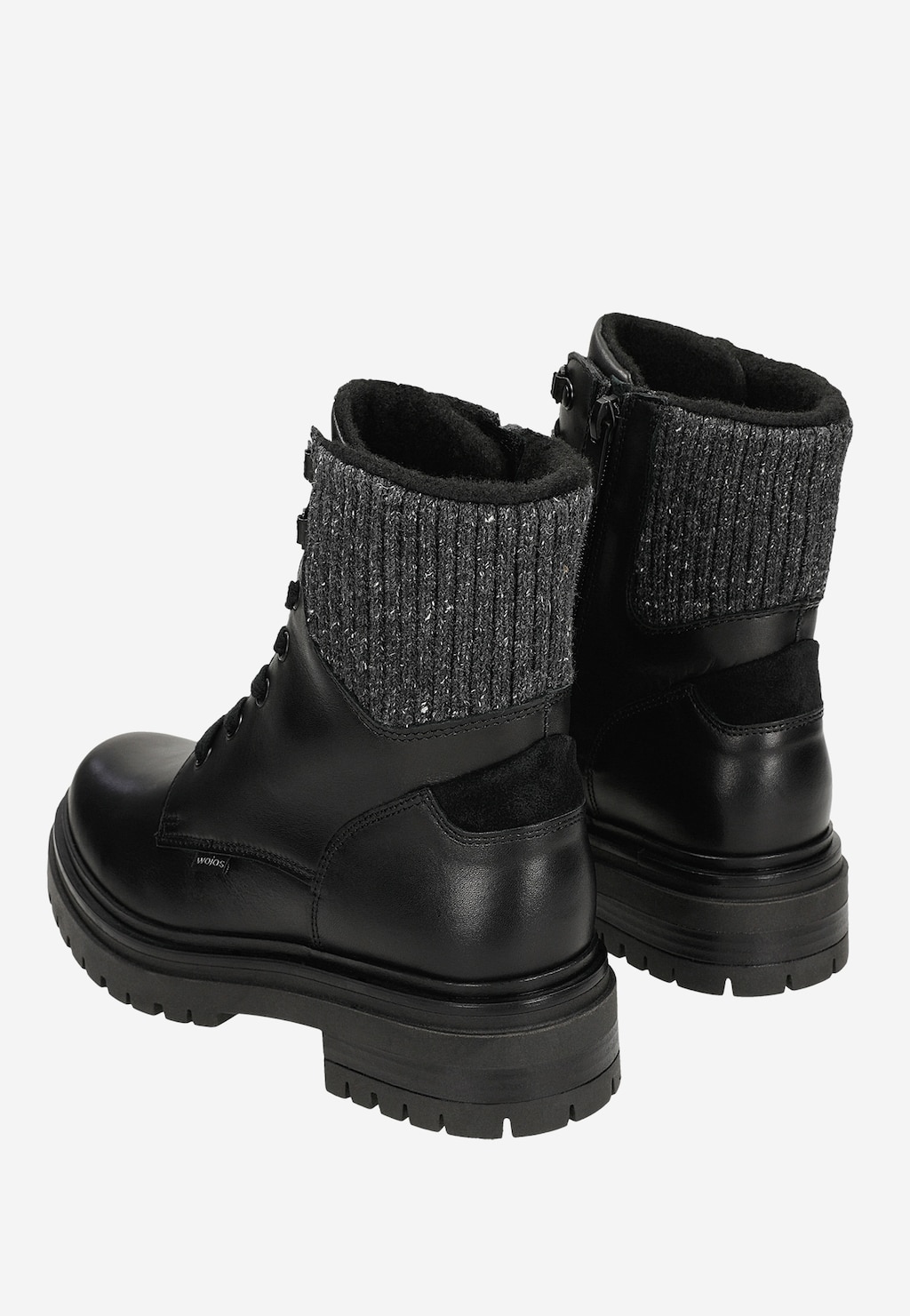 Czarne trzewiki damskie ze skarpetą 64149-81 Widok 6