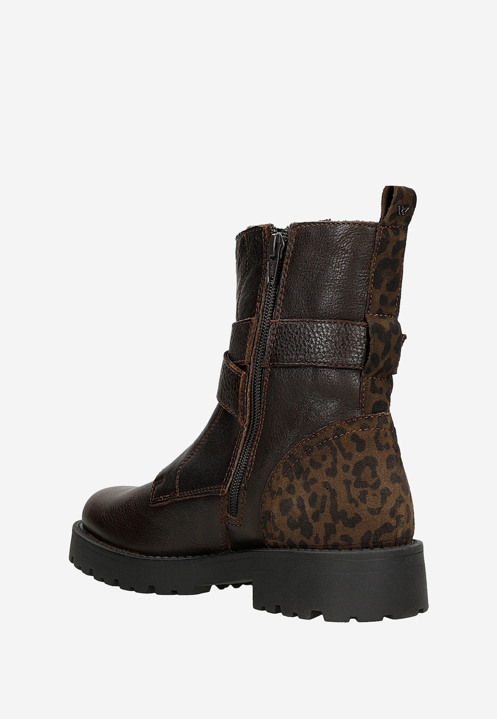 Brązowe skórzane botki ze wstawką w panterkę 55362-72 Widok 3