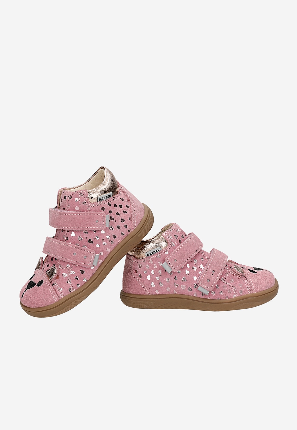 Różowe trzewiki barefoot z błyszczącymi serduszkami BAREFOOT 86319-65 Widok 4