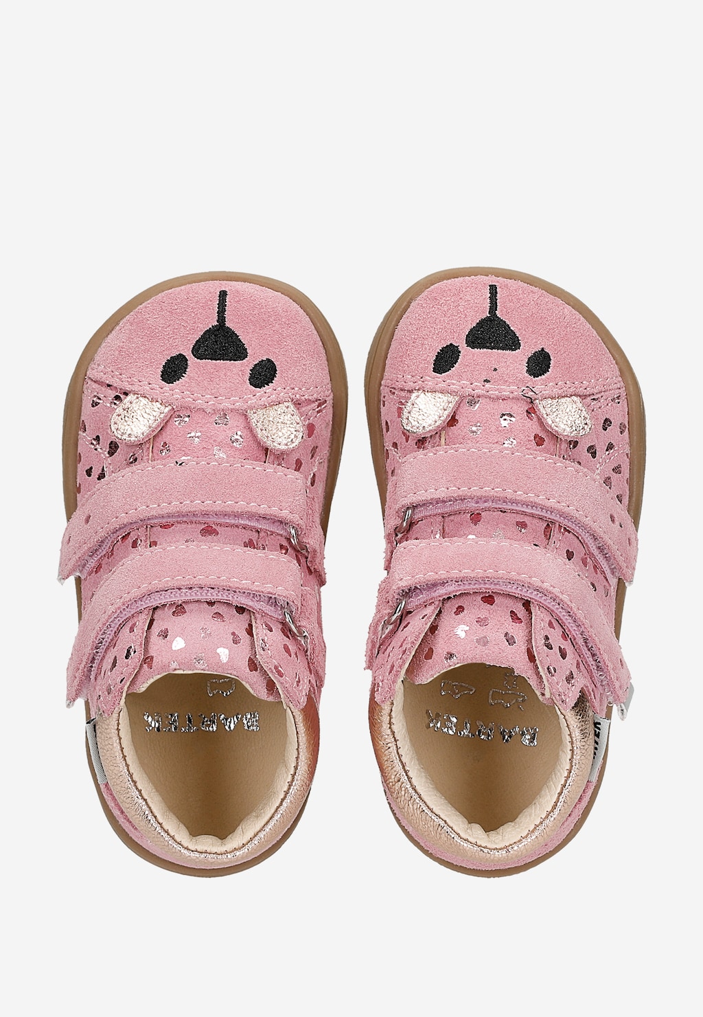 Różowe trzewiki barefoot z błyszczącymi serduszkami BAREFOOT 86319-65 Widok 5