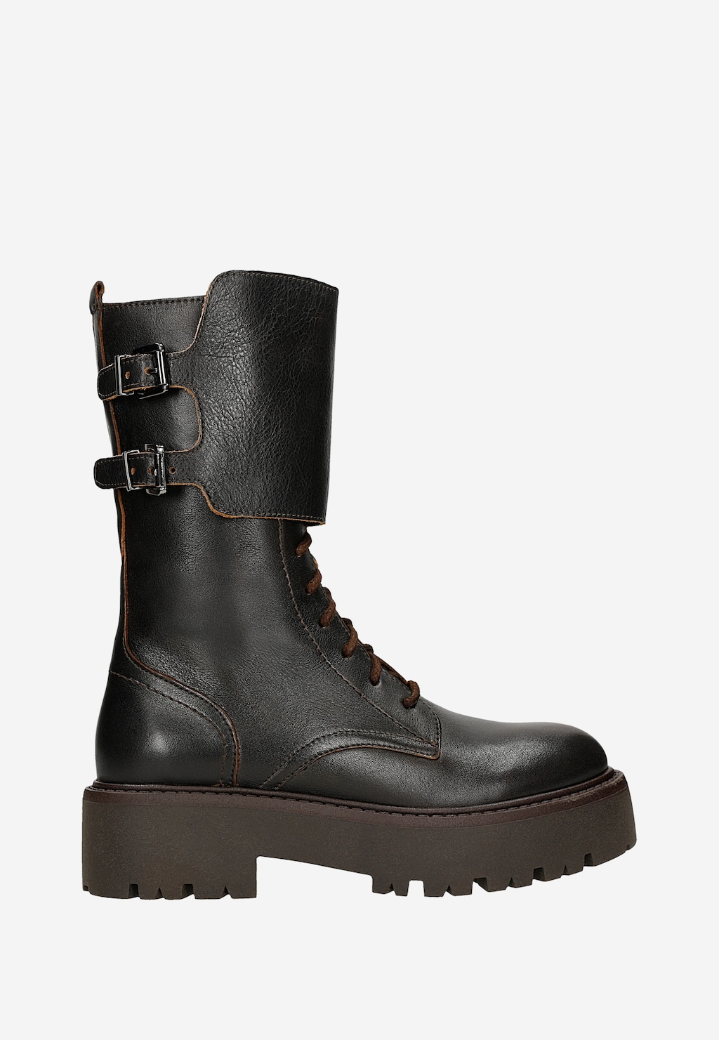 Brązowe bikery damskie na platformie 64148-52 Widok 1