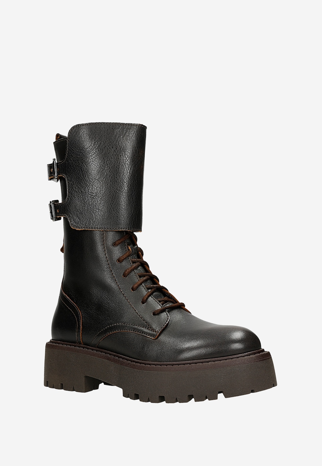 Brązowe bikery damskie na platformie 64148-52 Widok 2