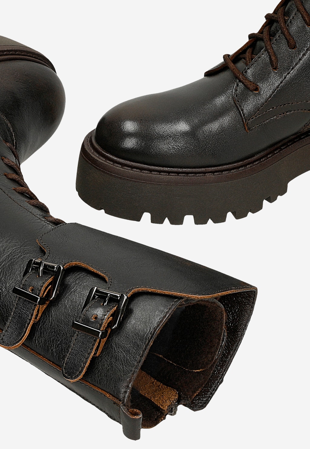 Brązowe bikery damskie na platformie 64148-52 Widok 6