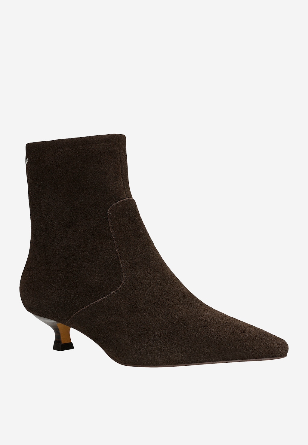 Hnedé kotníkové topánky na nízkom podpätku so špicatou špičkou 55347-62 Widok 2