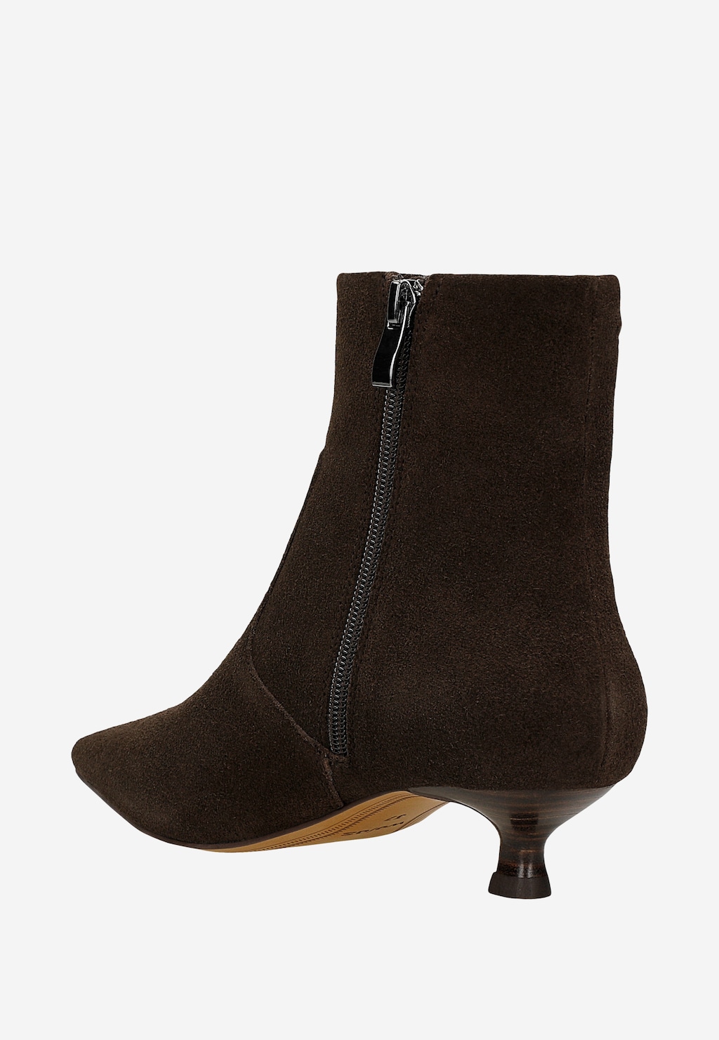 Hnedé kotníkové topánky na nízkom podpätku so špicatou špičkou 55347-62 Widok 3