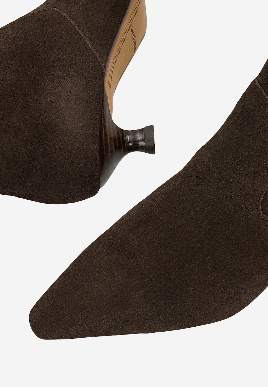 Hnedé kotníkové topánky na nízkom podpätku so špicatou špičkou 55347-62 Widok 6