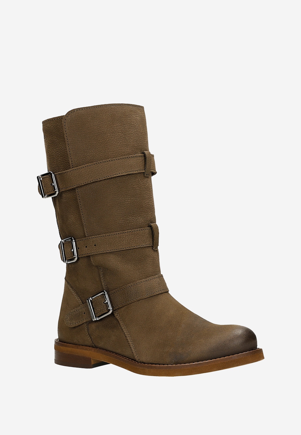 Brązowe wsuwane botki damskie z nubuku 55307-22 Widok 2