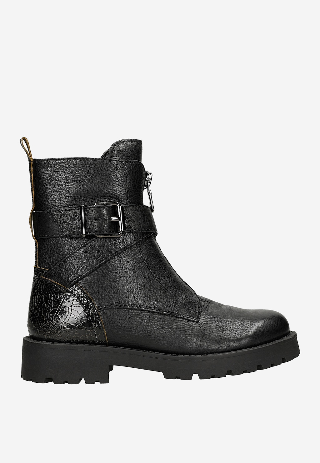 Czarne botki ze skóry licowej z lakierowanym zapiętkiem 55362-51 Widok 1