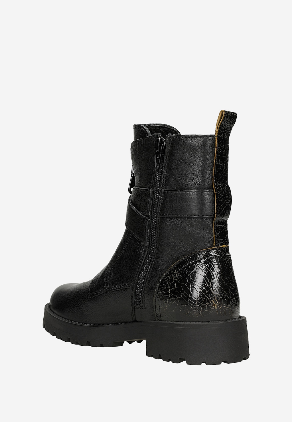 Czarne botki ze skóry licowej z lakierowanym zapiętkiem 55362-51 Widok 3