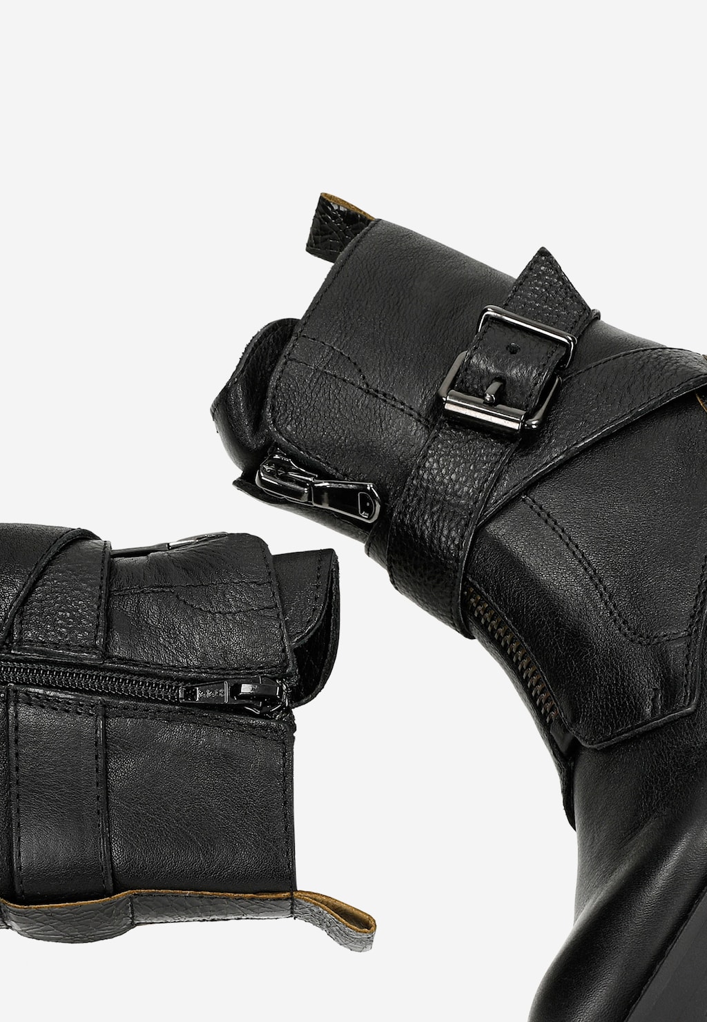 Czarne botki ze skóry licowej z lakierowanym zapiętkiem 55362-51 Widok 6