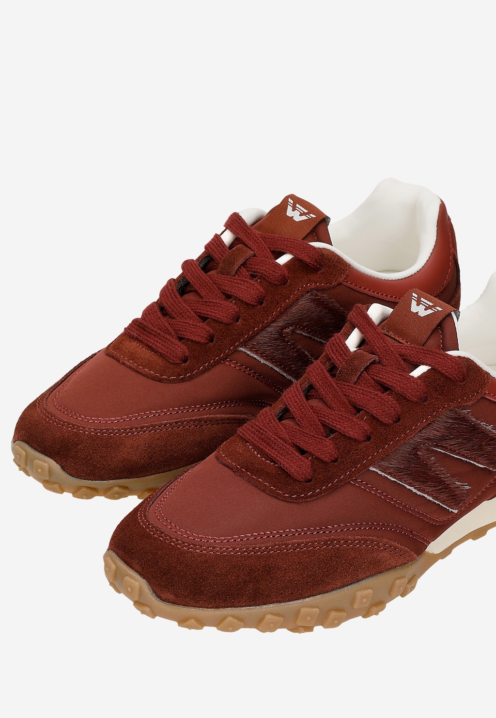 Bordowe sneakersy damskie z łączonych skór 46374-85 Widok 6