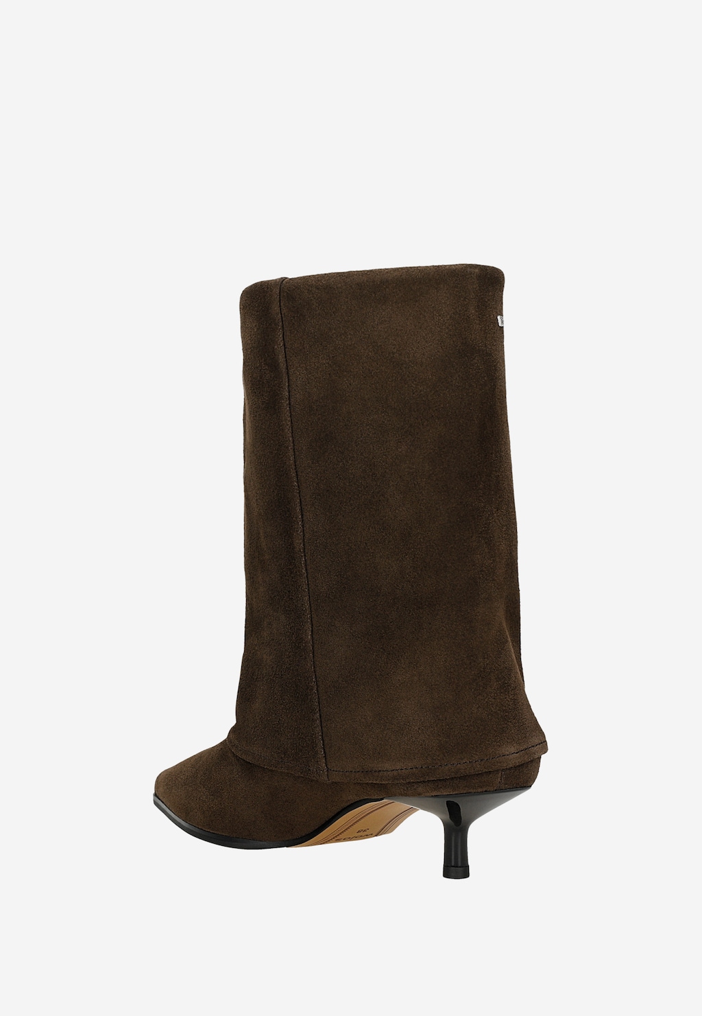 Brązowe botki damskie na niskiej szpilce 55345-62 Widok 3