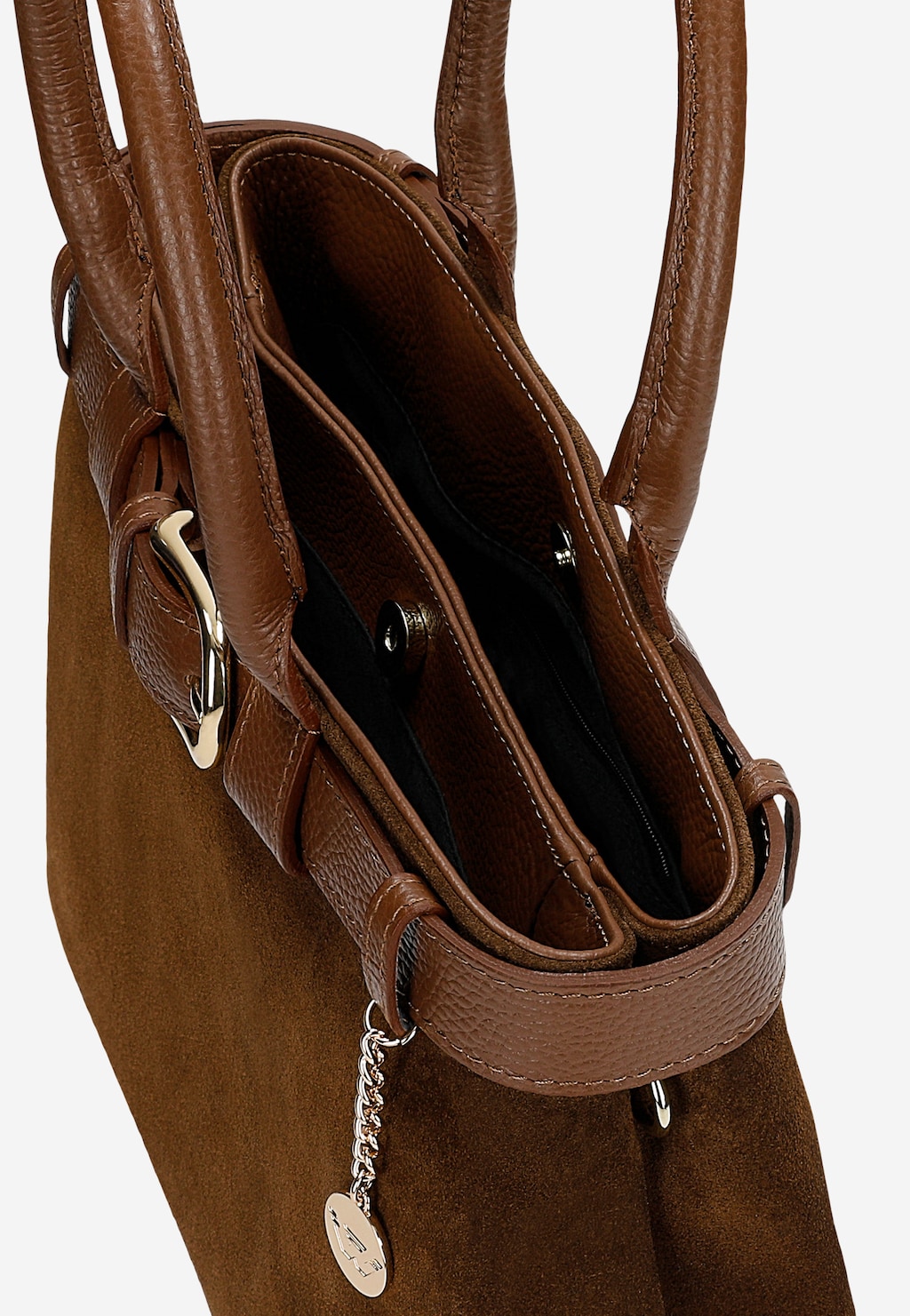 Brązowa torebka damska z dwoiny welurowej i skóry licowej 80437-73 Widok 5