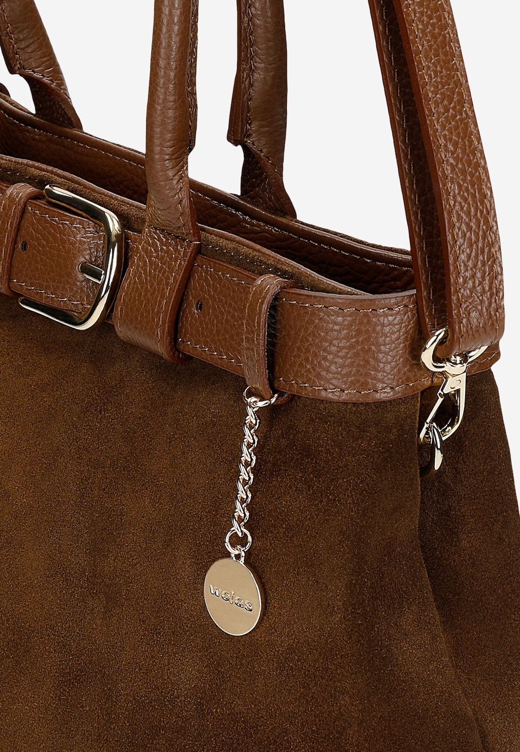 Brązowa torebka damska z dwoiny welurowej i skóry licowej 80437-73 Widok 6