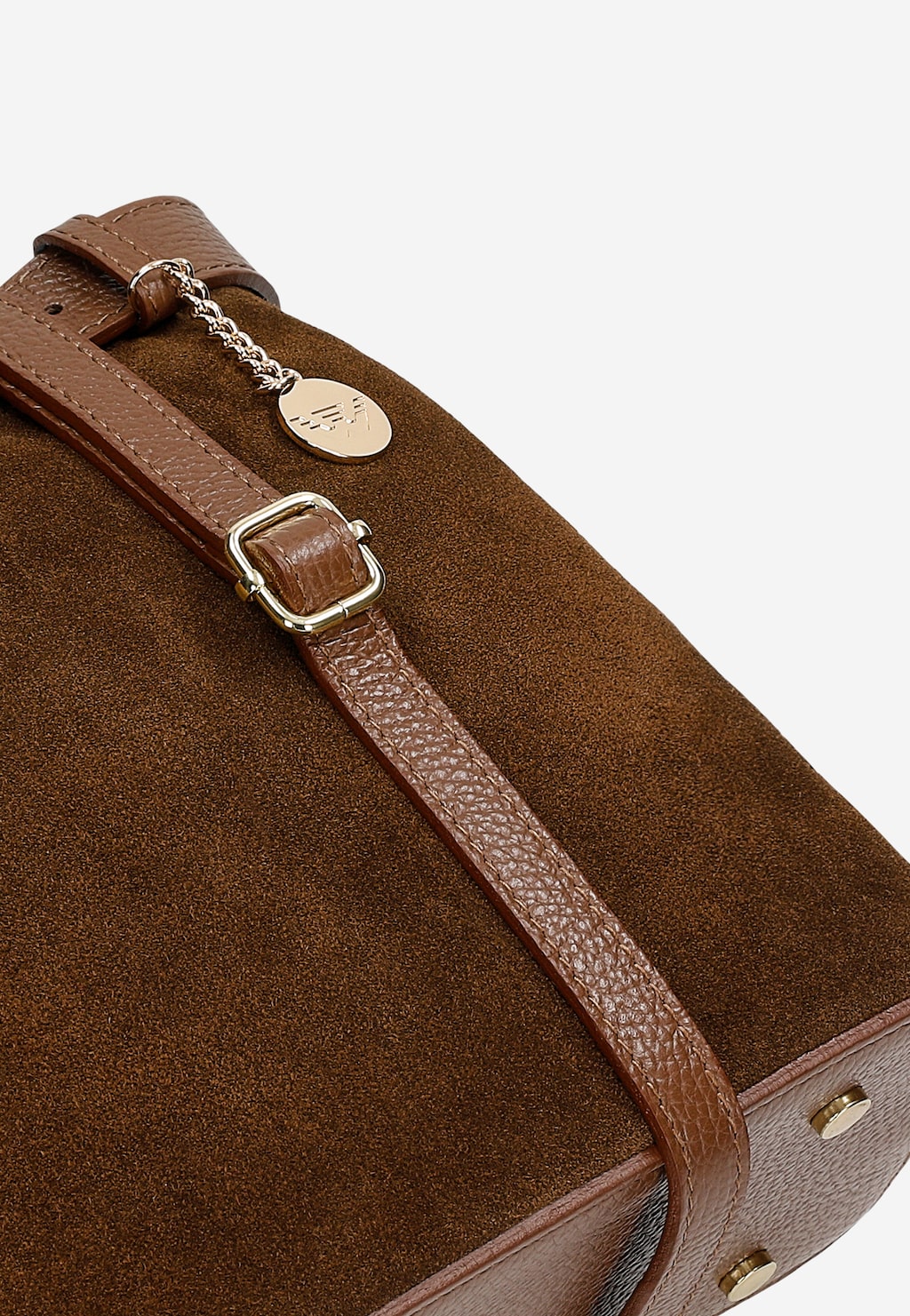 Brązowa torebka damska z dwoiny welurowej i skóry licowej 80437-73 Widok 7