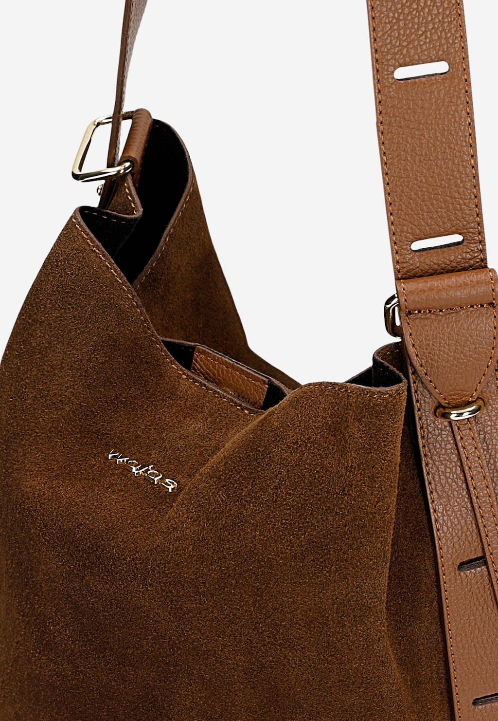 Brązowa torebka worek z dwoiny welurowej 80394-73 Widok 5