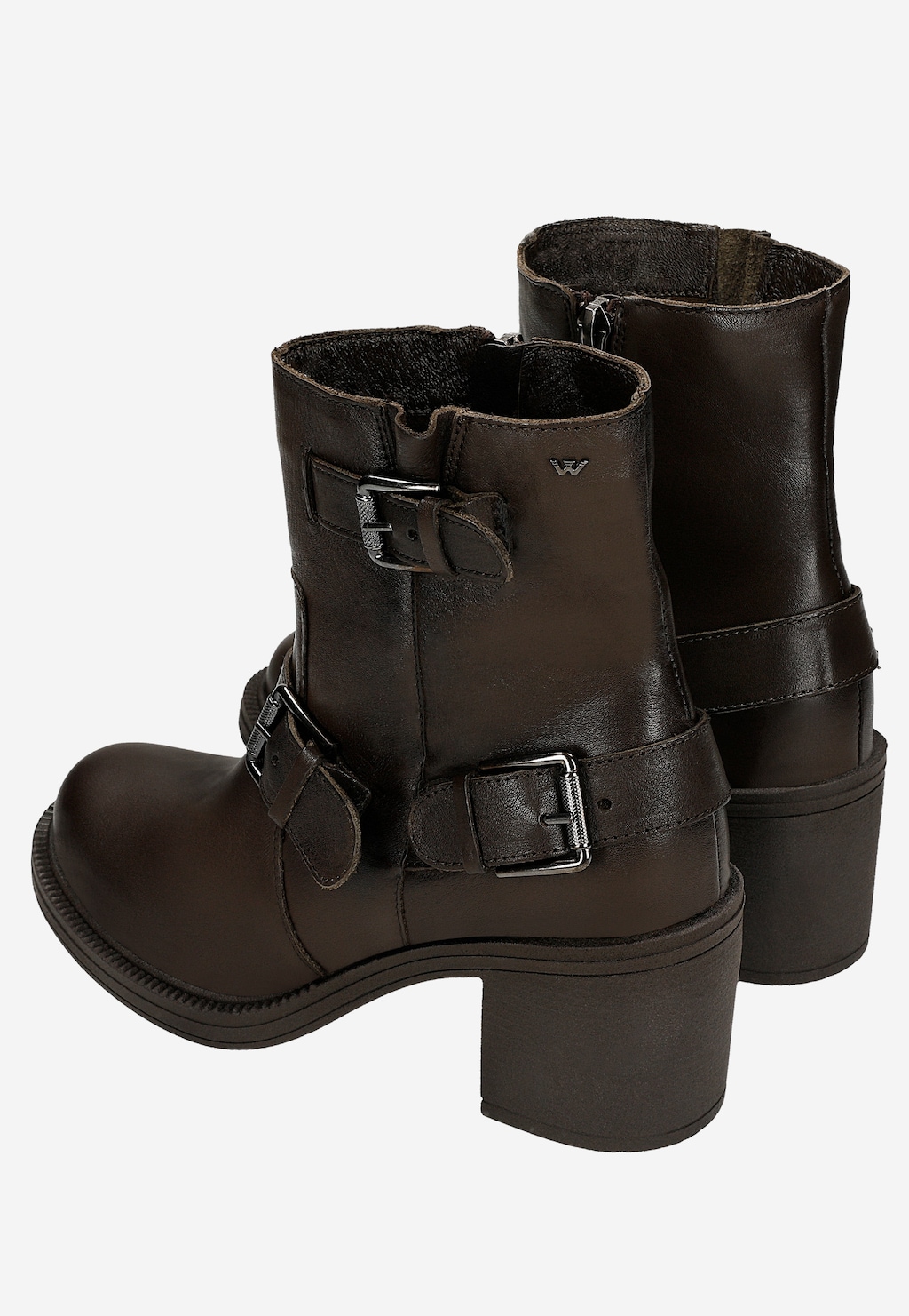 Brązowe botki na obcasie w stylu bikerów 55339-52 Widok 6