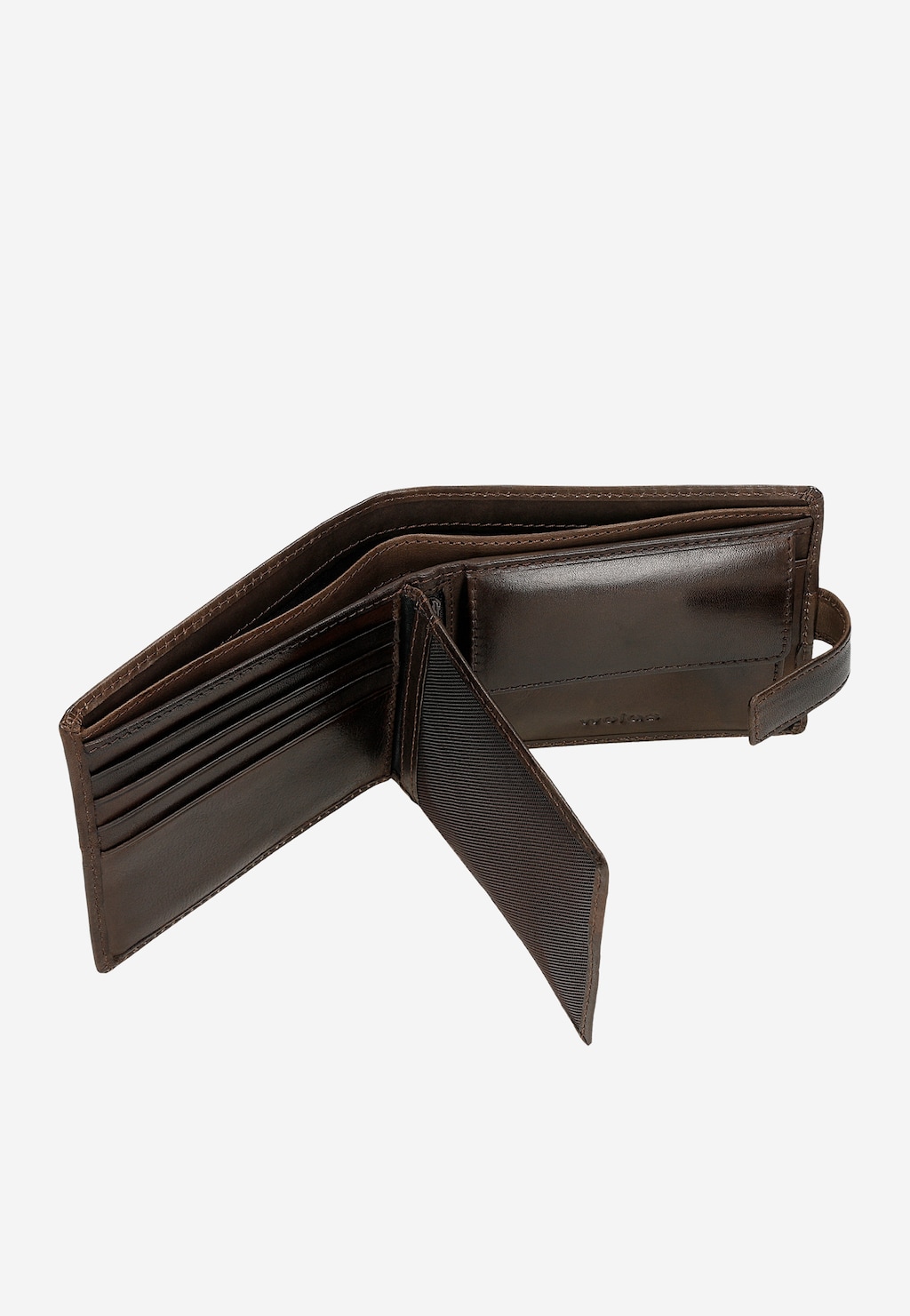 Brązowy skórzany portfel męski z przeszyciem na środku 91117-52 Widok 5