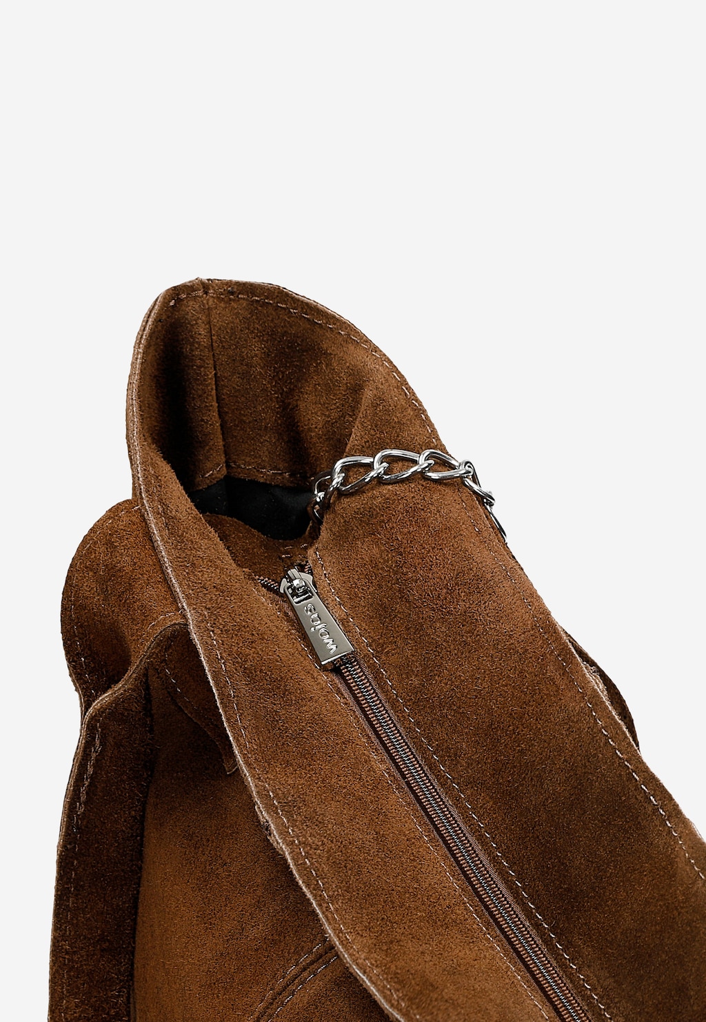 Brązowa shopperka damska z dwoiny welurowej 80288-62 Widok 6