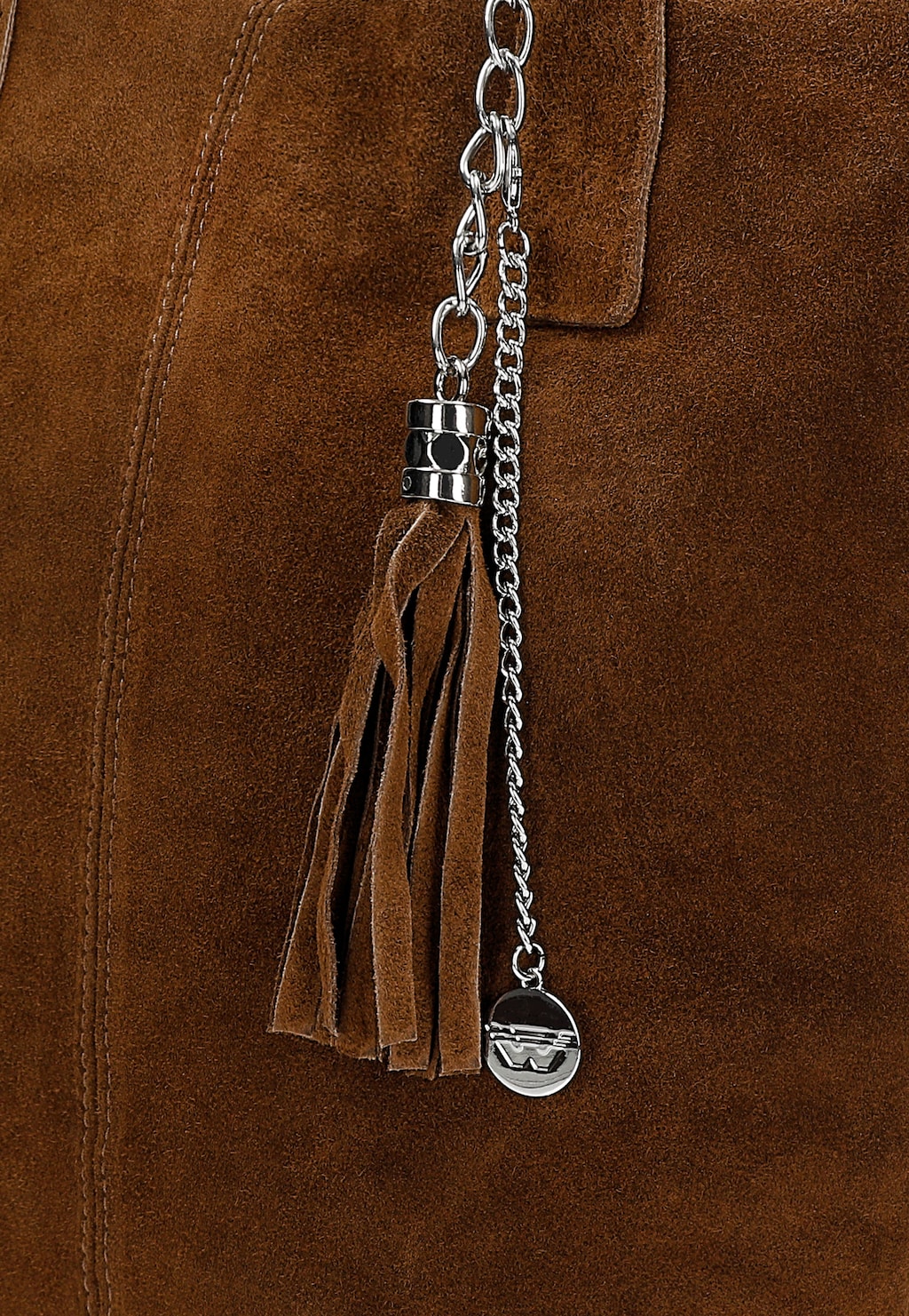 Brązowa shopperka damska z dwoiny welurowej 80288-62 Widok 7