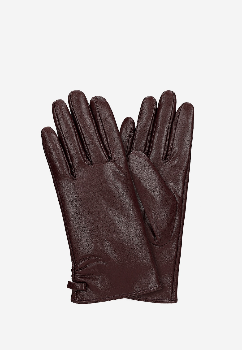 Bordowe skórzane rękawiczki damskie dotykowe do smartfona 98127-55 Widok 1
