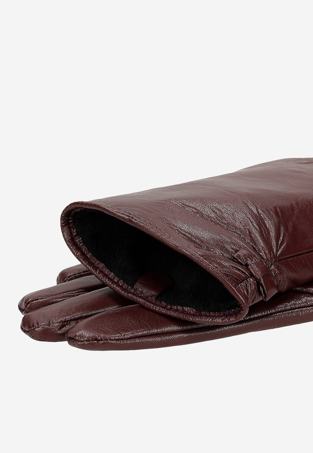 Bordowe skórzane rękawiczki damskie dotykowe do smartfona 98127-55 Widok 3