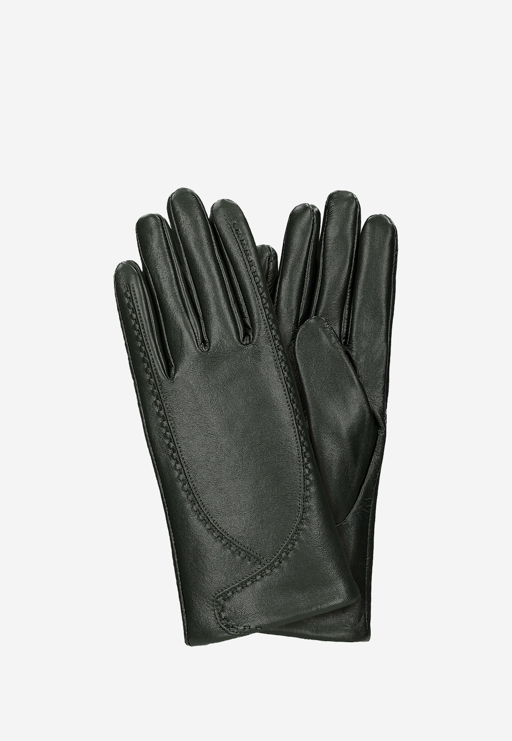 Zielone skórzane rękawiczki z funkcją Touch Screen 98125-57 Widok 1