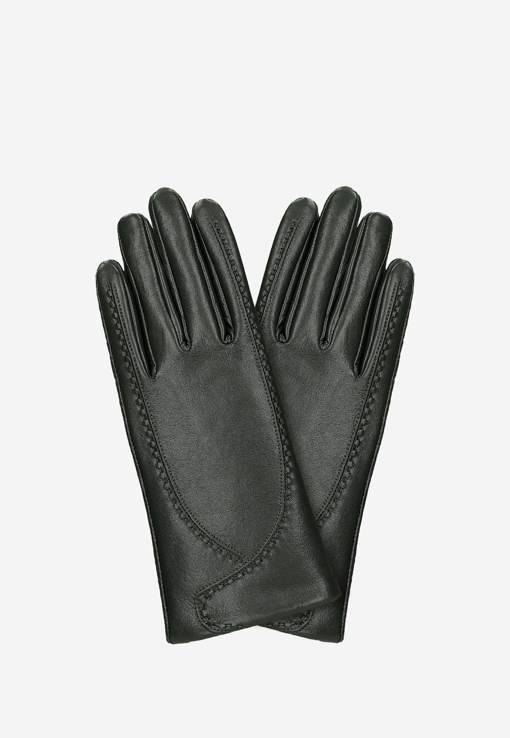 Zielone skórzane rękawiczki z funkcją Touch Screen 98125-57 Widok 2