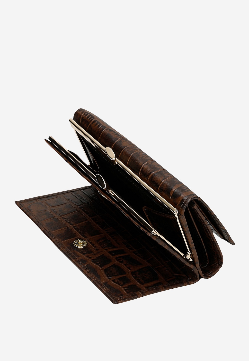 Brązowy portfel damski z tłoczeniem w skórę krokodyla 91085-72 Widok 6