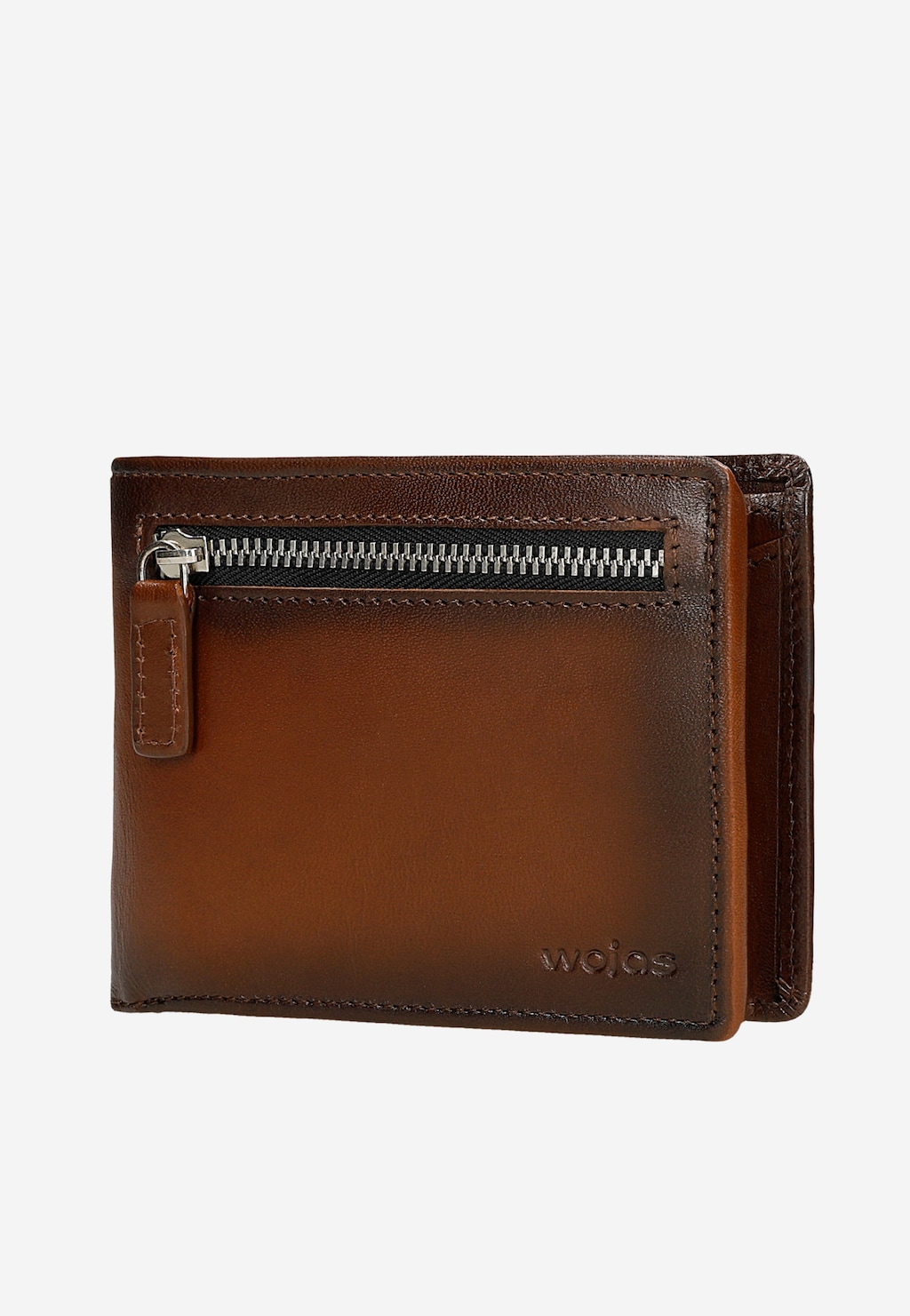Brązowy skórzany portfel męski z przypalanymi brzegami 91130-53 Widok 2