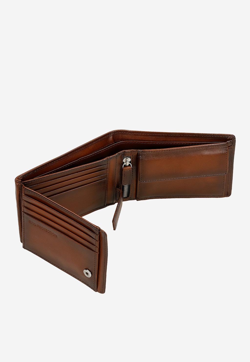Brązowy skórzany portfel męski z przypalanymi brzegami 91130-53 Widok 6