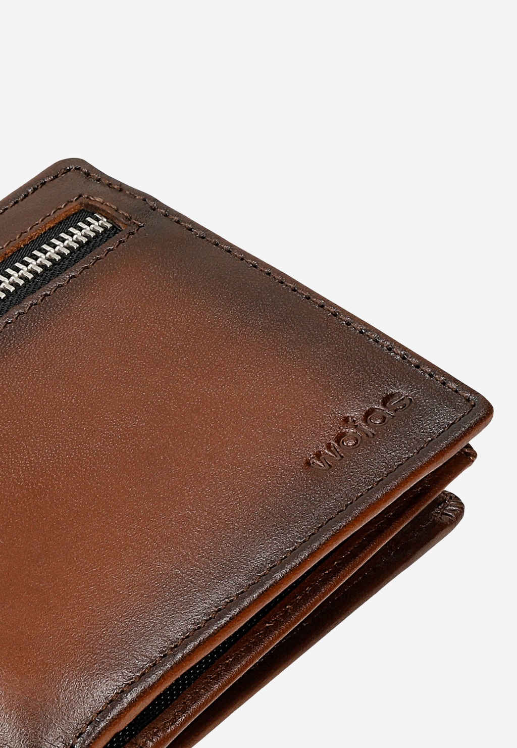 Brązowy skórzany portfel męski z przypalanymi brzegami 91130-53 Widok 8