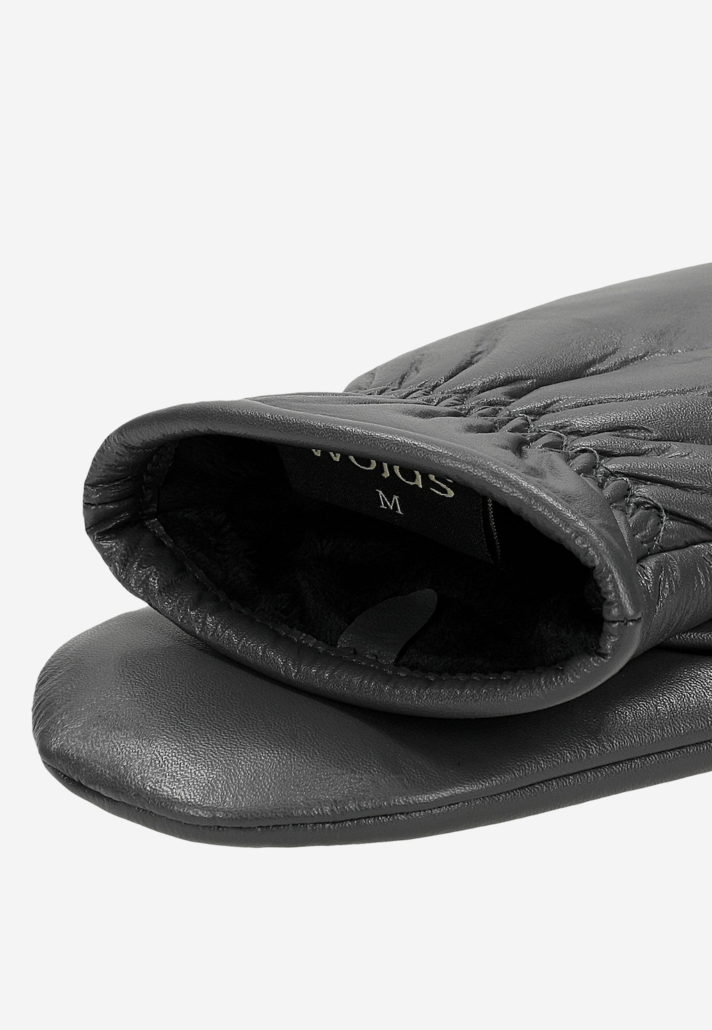 Popielate skórzane rękawiczki z jednym palcem 98128-50 Widok 3