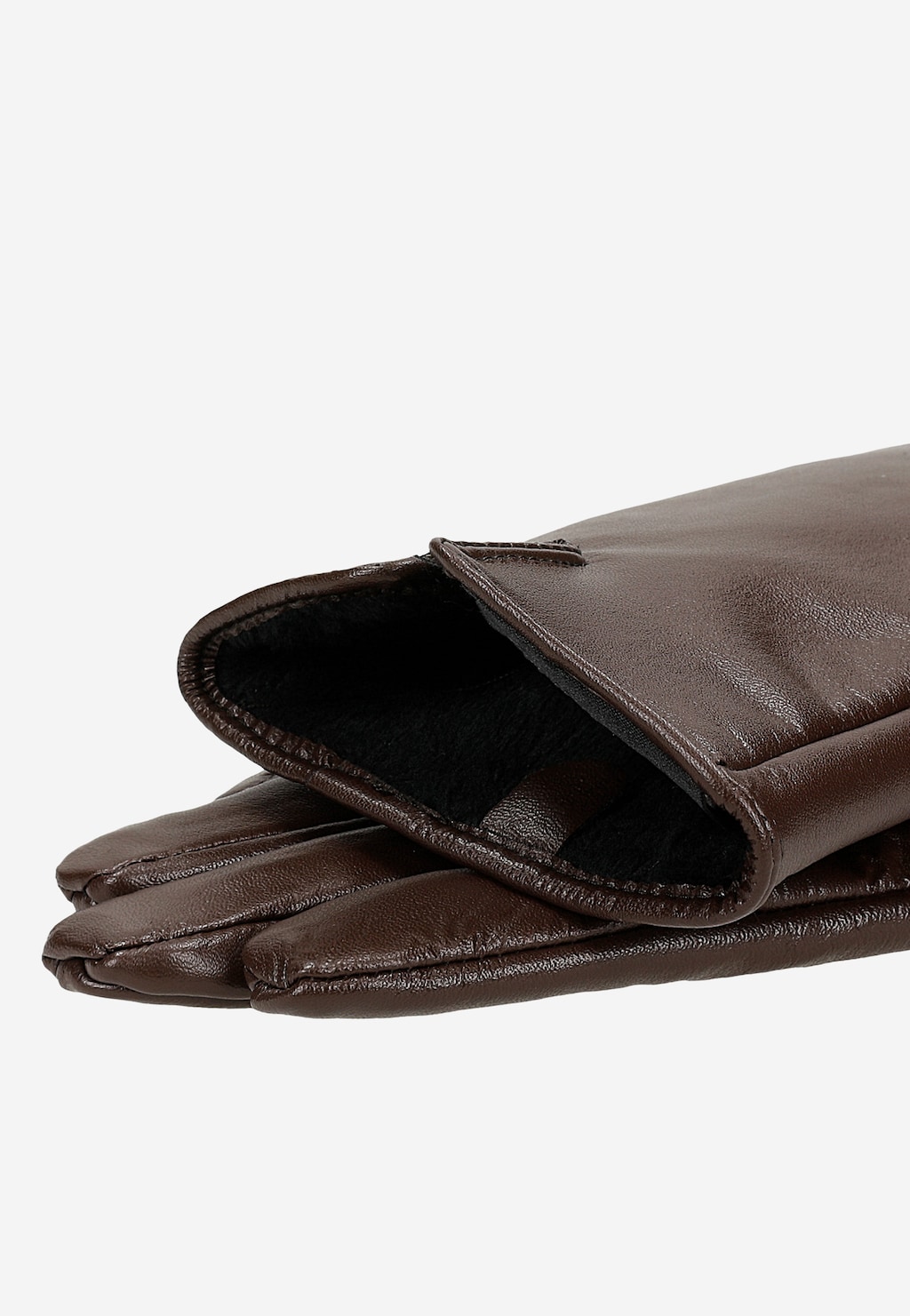 Skórzane rękawiczki damskie w czekoladowym brązowym kolorze 98115-73 Widok 3