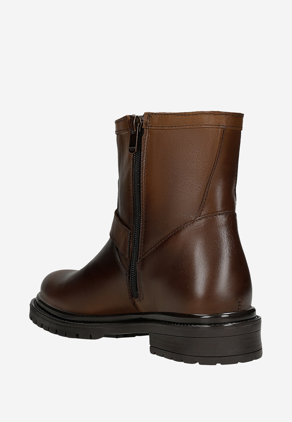 Brązowe botki bikery ze skóry licowej 55370-52 Widok 3