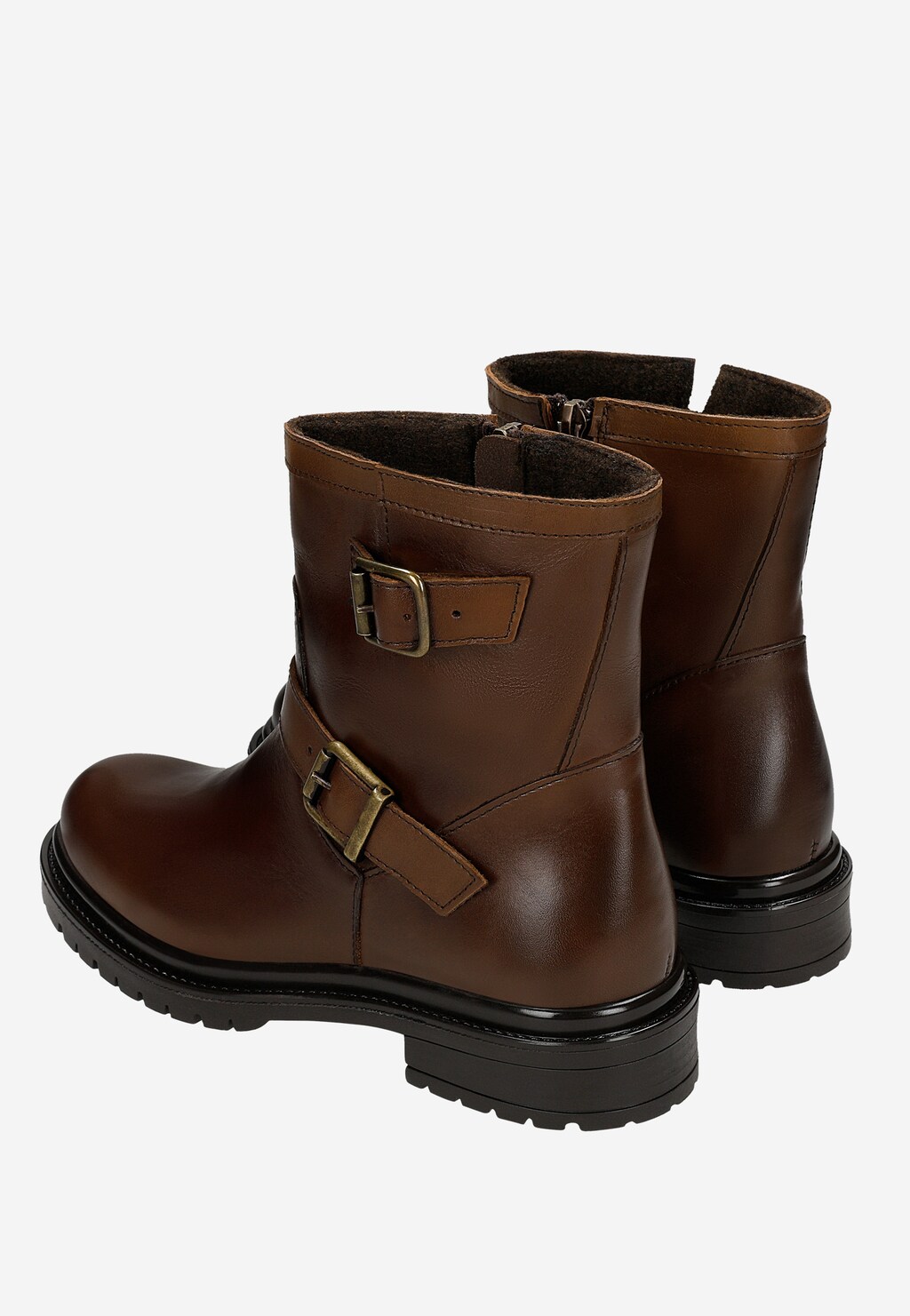 Brązowe botki bikery ze skóry licowej 55370-52 Widok 6