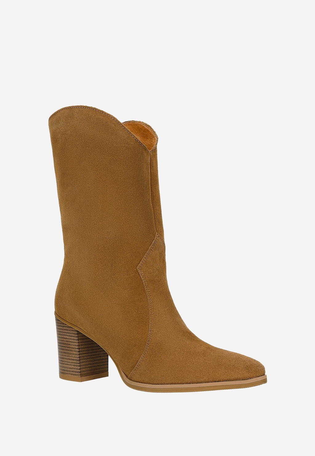 Hnědé semišové kovbojské boty dámské na podpatku 55317-62 Widok 2