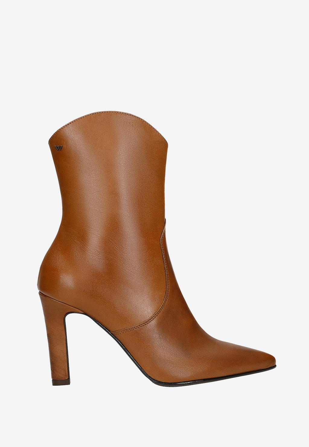 Brązowe skórzane kowbojki na szpilce 55332-53 Widok 1