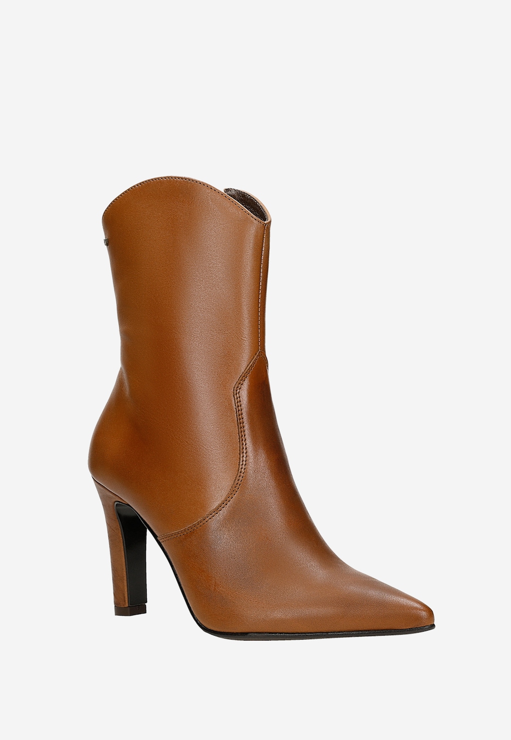 Brązowe skórzane kowbojki na szpilce 55332-53 Widok 2