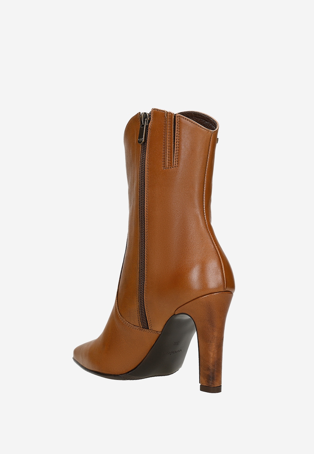 Brązowe skórzane kowbojki na szpilce 55332-53 Widok 3