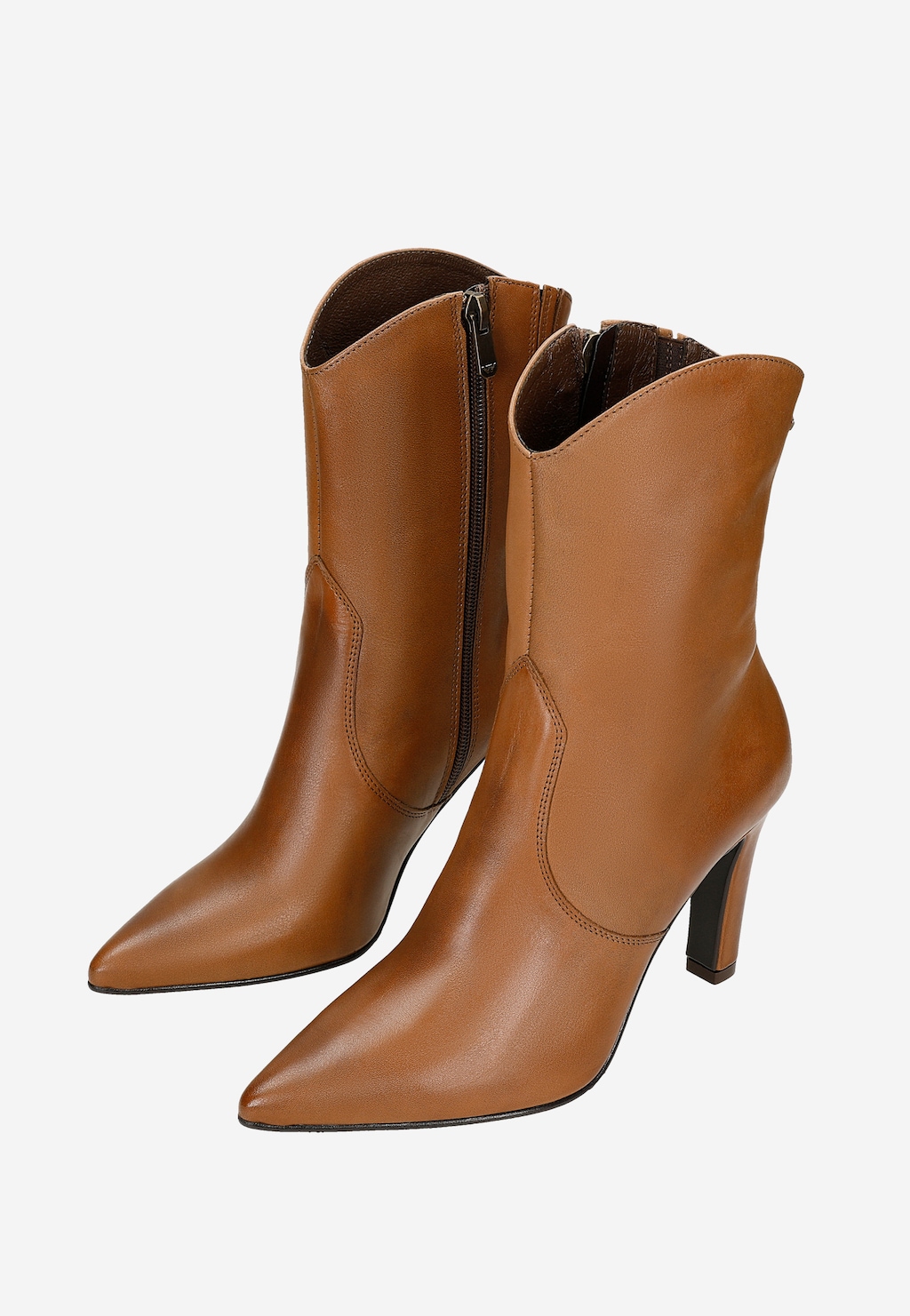 Brązowe skórzane kowbojki na szpilce 55332-53 Widok 6