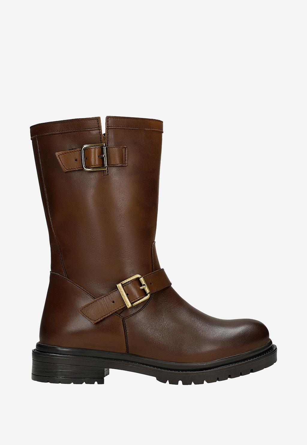 Hnědé zateplené dámské kotníkové boty se zlatými přezkami 55312-52 Widok 1