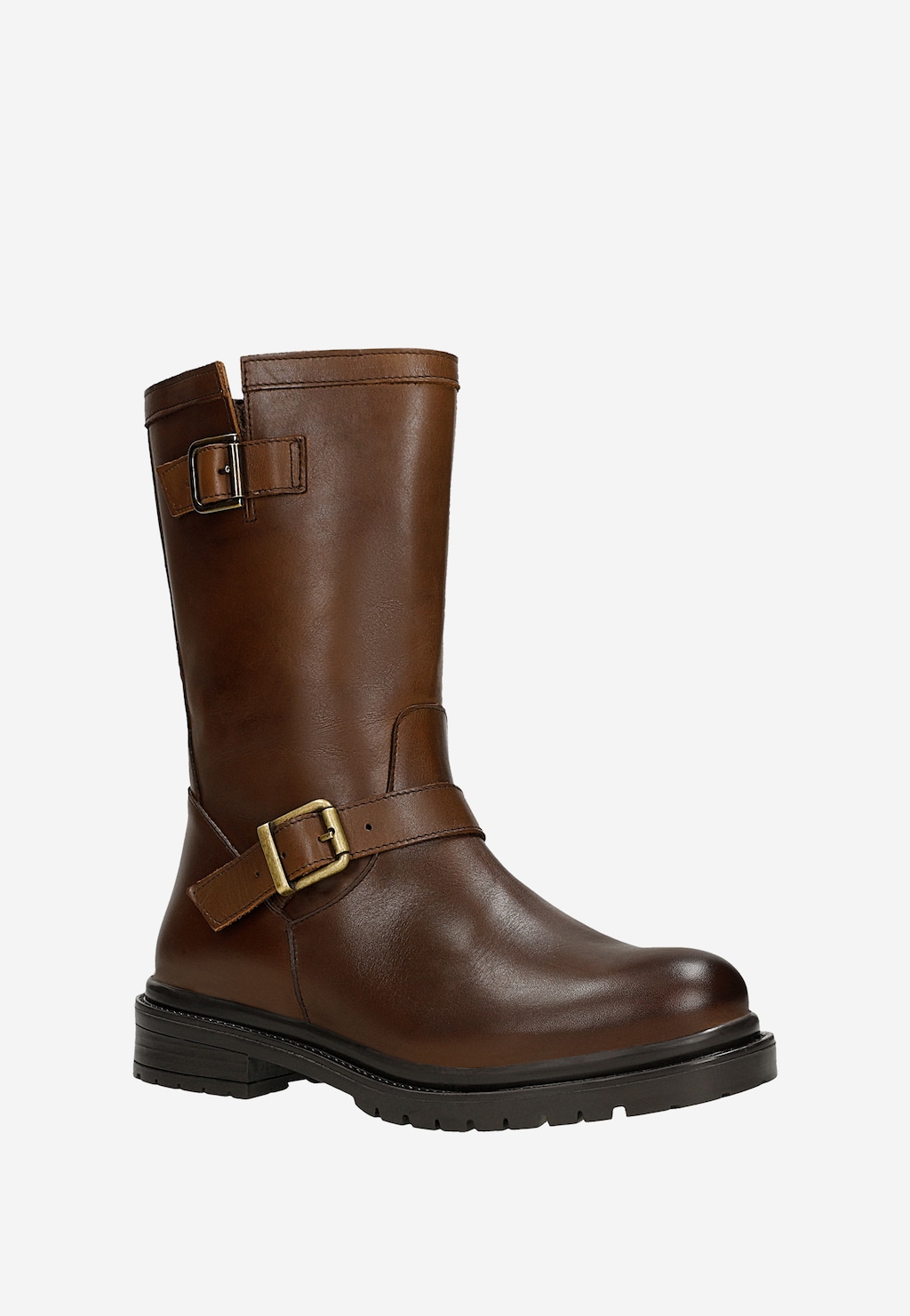 Hnědé zateplené dámské kotníkové boty se zlatými přezkami 55312-52 Widok 2