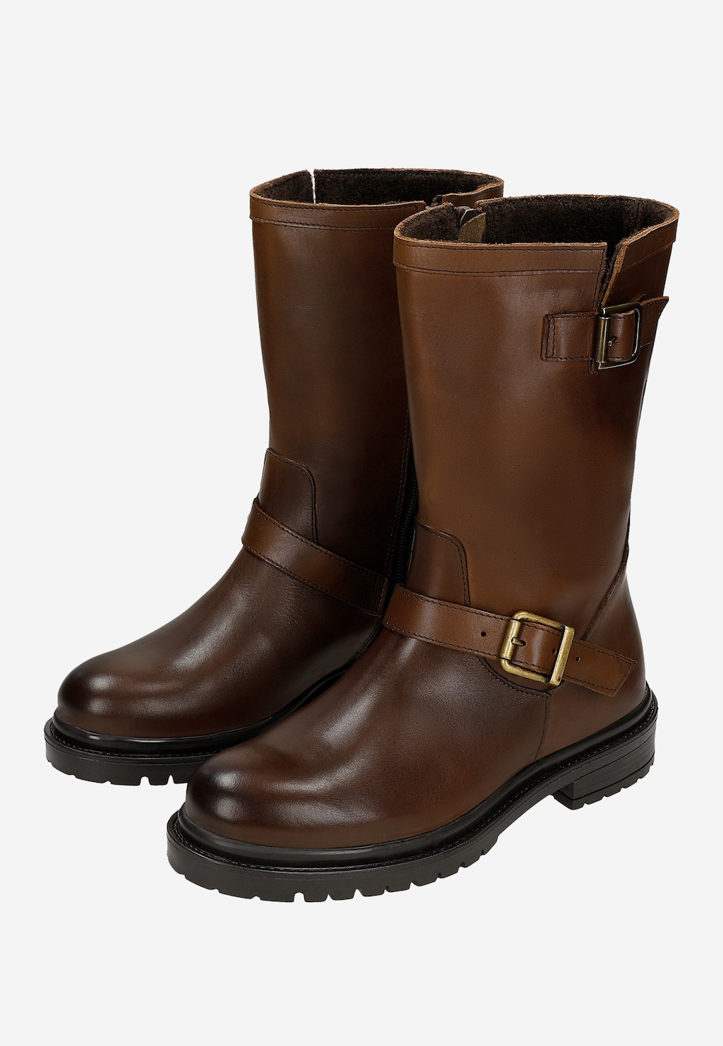 Hnědé zateplené dámské kotníkové boty se zlatými přezkami 55312-52 Widok 6