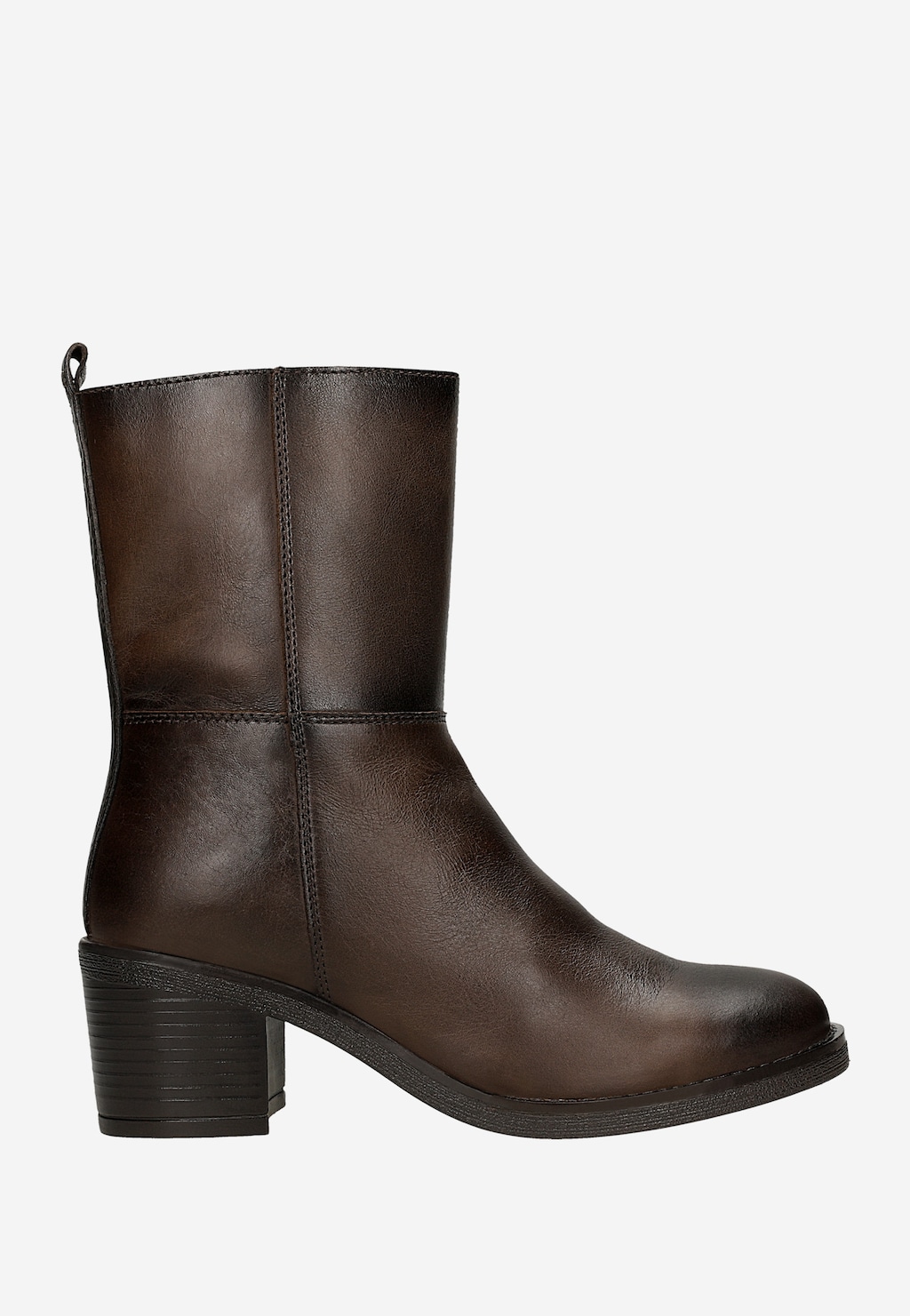 Hnědé kožené kotníčkové boty na sloupku 55363-52 Widok 1