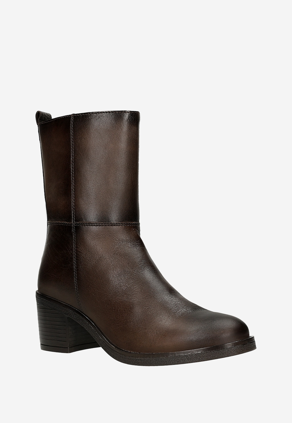 Hnědé kožené kotníčkové boty na sloupku 55363-52 Widok 2
