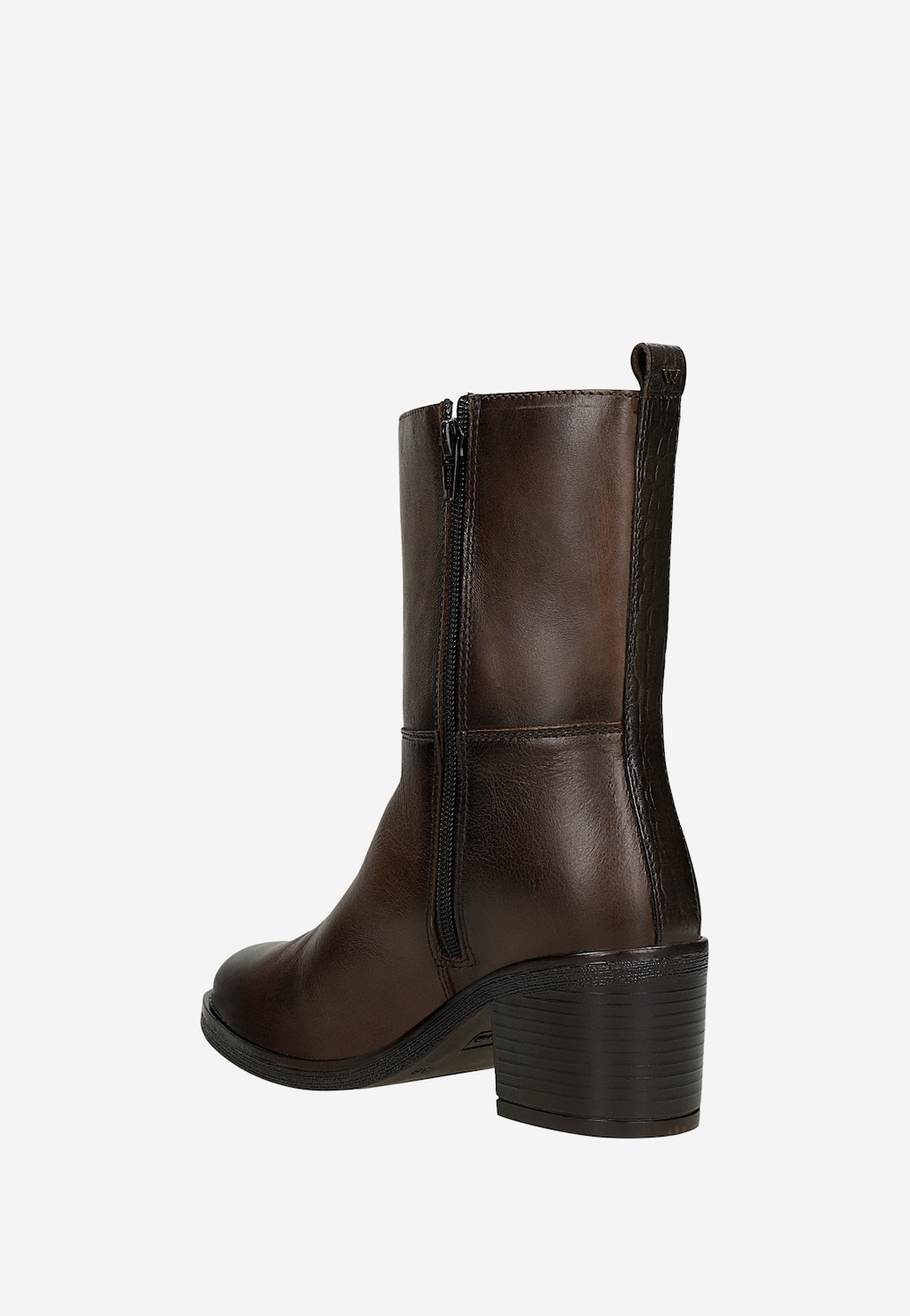 Hnědé kožené kotníčkové boty na sloupku 55363-52 Widok 3